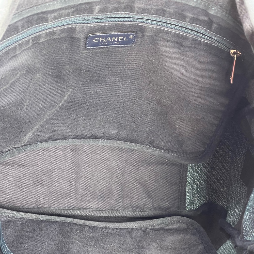 Chanel Deauville Denim Cruise Collection Large Shopper 2 Way Chain Tote Bag Rare - Picture 7 of 15